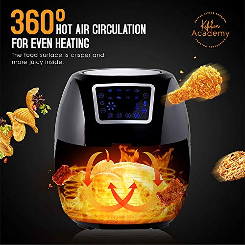 Product Cover Kitchen Academy 5.8QT Upgrade Large Digital Oil Free Air Fryer, Black