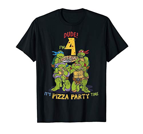 Product Cover Teenage Mutant Ninja Turtles I'm 4 Dude Pizza Birthday Party T-Shirt