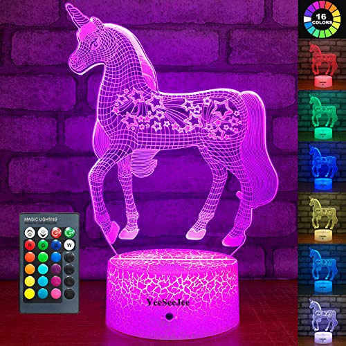 Product Cover YeeSeeJee Unicorn Gifts Night Light with 16 Colors Adjustable Remote & 7 Colors Dimmable Smart Touch Unicorn Toys for Girls Age 1 2 3 4 5 6 7 8 9 Year Old Girl Gifts(Unicorn 16CW) 
