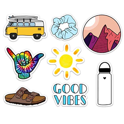 Product Cover Cute Nature VSCO Girl Stickers for Water Bottles and Laptops, Made in US (Good Vibes)