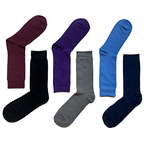 Product Cover Men's Cotton Dress Socks Solid Colorful Comfortable Classic Business Socks Size 9-11 6 Pack
