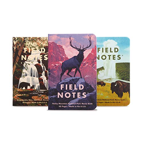 Product Cover Field Notes: National Parks Series C - Rocky Mountain, Great Smoky Mountains, Yellowstone - 3 Pack - Graph Memo Book, 3.5 x 5.5 Inch