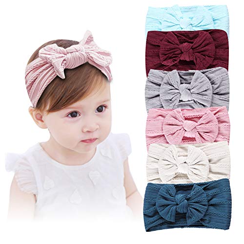 Product Cover Baby Girl Nylon Headbands, Girl's Hairbands and Bows for Newborn,Toddler,Childrens Hair Accessories (Mixed Bow-6 pack)
