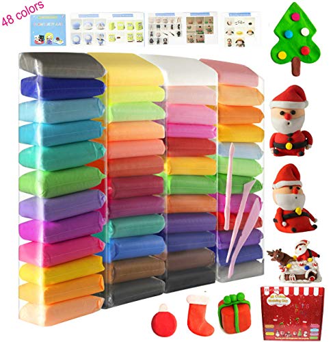 Product Cover Modeling Clay 48 Colors, Air Dry Clay Magic Clay with Tools and English Manuals 48 Pieces 26.5 Ounce