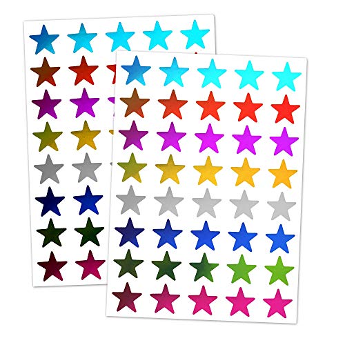 Product Cover 8 Colors, 1000 Pack, Foil Star Metallic Stickers, 0.6