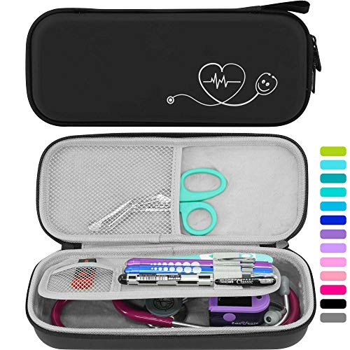 Product Cover ButterFox Hard Stethoscope Case fits 3M Littmann Classic III, Lightweight II S.E, Cardiology IV Diagnostic, MDF Acoustica Deluxe Stethoscopes - 12 Colors (PU Black)