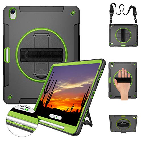 Product Cover Miesherk iPad Pro 12.9 inch Case 2018 Release with Built-in Kickstand 360 Rotationg Adjustable Hand Strap Shoulder Strap Case for Apple iPad Pro 12.9
