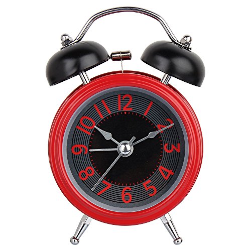 Product Cover Efinito Alarm Clock Twin Bell for Heavy Sleepers with Night Display - 5 Inch (Red)