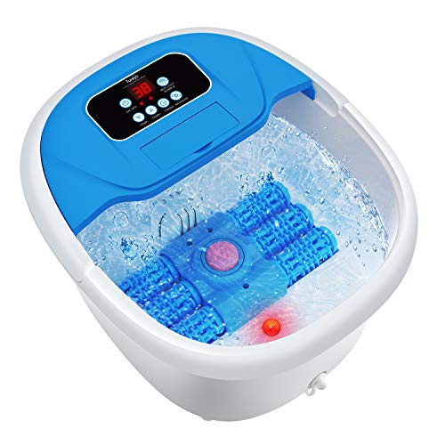 Product Cover Turejo Foot Spa Massager with Heat Bath, Motorized Massage Rollers, Pumice Stone, Bubbles, Infrared Light, Pedicure kits, Digital Adjustable Temperature Control and Timer to Help Relieve Foot Stress
