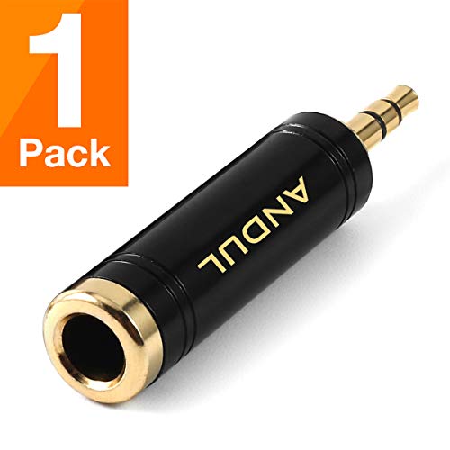 Product Cover ANDUL 1/4'' to 3.5mm Stereo Pure Copper Headphone Adapter,3.5mm(1/8'') Plug Male to 6.35mm (1/4'') Jack Female Stereo Adapter for Headphone, - 1Pack