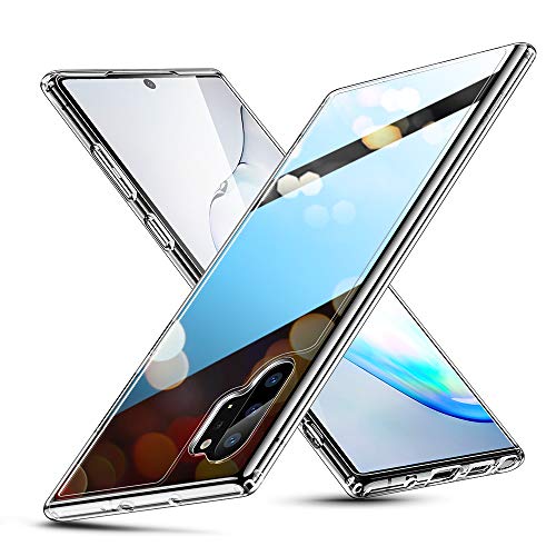 Product Cover ESR Mimic Series Compatible with Galaxy Note 10 Plus Case, 9H Tempered-Glass Back Cover, Flexible TPU Bumper, Hybrid Case for The Samsung Galaxy Note 10+/ 10 Plus /5G 6.8 inch (2019), Clear