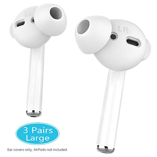 Product Cover AhaStyle 3 Pairs Earbuds Cover Anti-Slip Ear Tips Silicone Compatible with Apple AirPods 2 & 1 or EarPods-【Not Fit in The Charging Case】(3 Pairs Large, White)