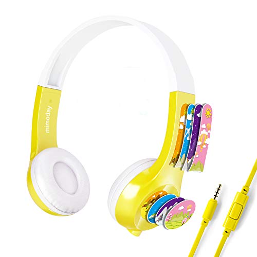 Product Cover Kids Headphones On-Ear Headphones Folding Without Deformation HD Sound Headphones for Kids and Children with 85db Volume Limited Safe Headset/Mic for 3.5mm/PC/Cellphone/mp3 (Yellow)