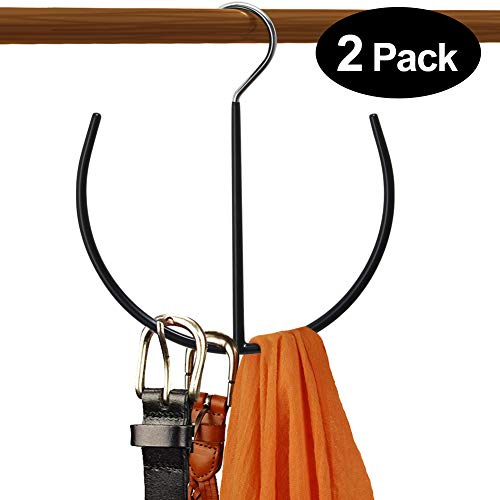 Product Cover DOIOWN Belt Hangers Tie,Scarf,Shoes Non Slip Organizer Hangers Hook Rack (2 Pack-Black)