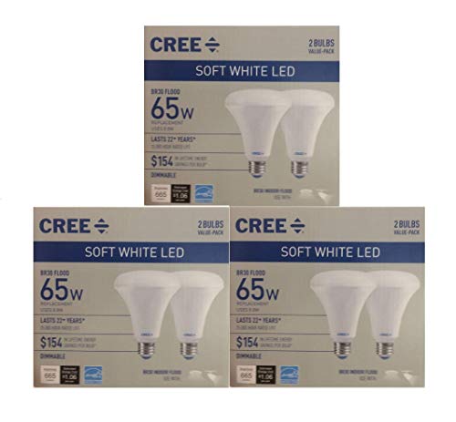 Product Cover Cree, 65w Equivalent, 8.8w. Soft White, LED, Dimmable, BR30 Indoor Flood Bulb, 6 Pack