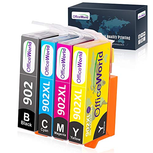 Product Cover OfficeWorld Compatible Ink Cartridge Replacement for HP 902 902XL Works with HP OfficeJet Pro 6978 6968 6962 6958 6970 6960 6979 6950 6954 6975 6951 (Black Cyan Magenta Yellow, 4-Pack)