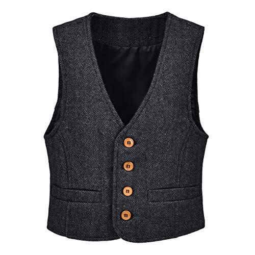Product Cover JANGOUL Boys Girls Herringbone Tweed Suit Vest Irish Wool Blend Waistcoat for Baby Toddler Kids