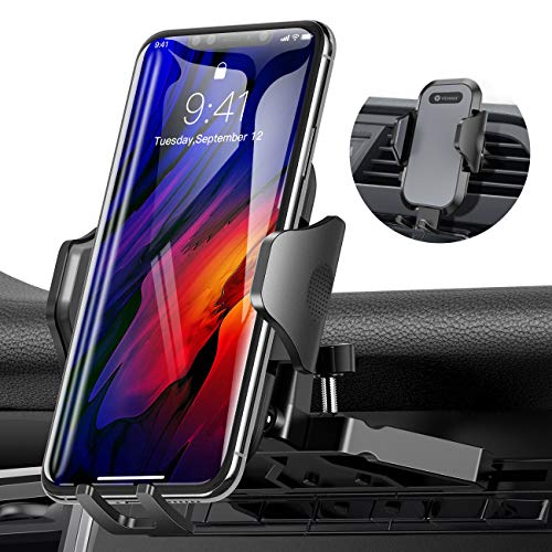 Product Cover Ultra Stable Car Phone Mount, VICSEED NEWEST CD Slot & Air Vent Universal Cell Phone Holder for Car, Fit for iPhone 11 Pro Max Xs Xr X 8 7 6 Plus, Galaxy Note 10 S10+ S10 S9 S8, Google, LG, Moto, Etc.
