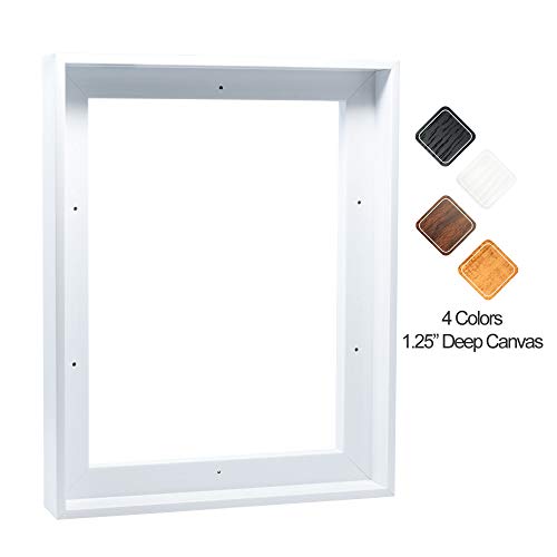 Product Cover Canvas Floating Frame, Picture Wall Art Painting Frame for 11x14 Inch Finished Canvas, White 12x15 Inch