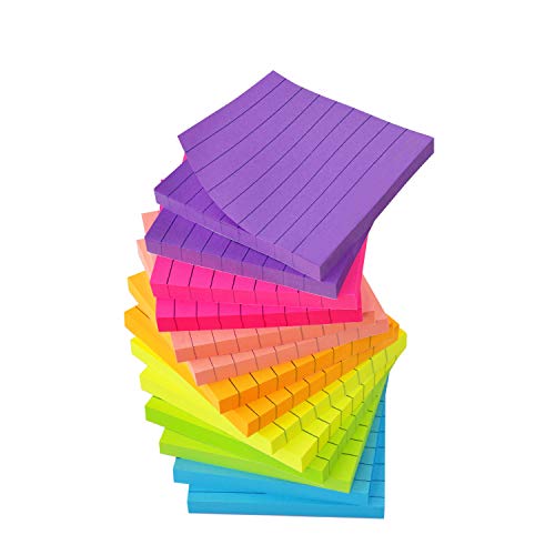 Product Cover Sticky Notes 7 Bright Color Lined Sticky Notes Self-Stick Notes 3 in x 3 in, 80 Sheets/Pad, 14 Pads/Pack