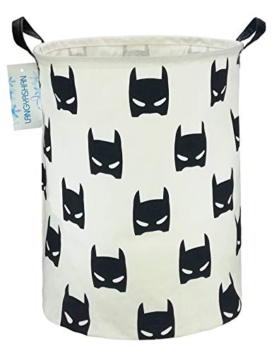 Product Cover LANGYASHAN Storage Bin，Canvas Fabric Collapsible Organizer Basket for Laundry Hamper,Toy Bins,Gift Baskets, Bedroom, Clothes,Baby Nursery (Bat)
