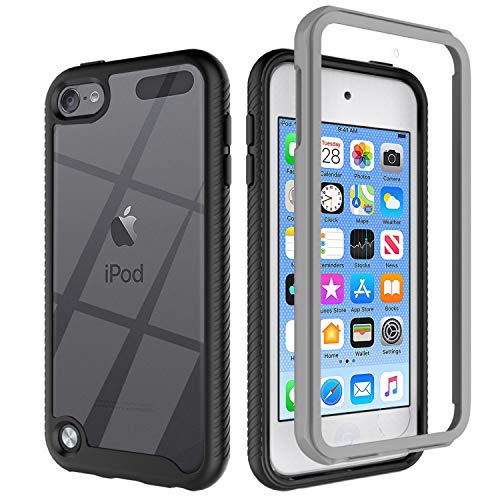 Product Cover iPod Touch 7 Case Touch 6 Case Touch 5 Case, Re-sport Shockproof Dustproof Anti-Scratch Full Body Protective Cover Case Built-in Screen Protector Compatible with iPod Touch 5th/6th/7th - Black