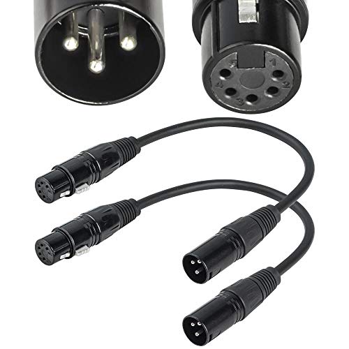 Product Cover XLR Male 3 Pin to XLR Female 5 Pin DMX 512 Turnaround DMX Stage Light Cable by SiYear, XLR3M to XLR5F Adaptor Cable (12inch / 2Pack)
