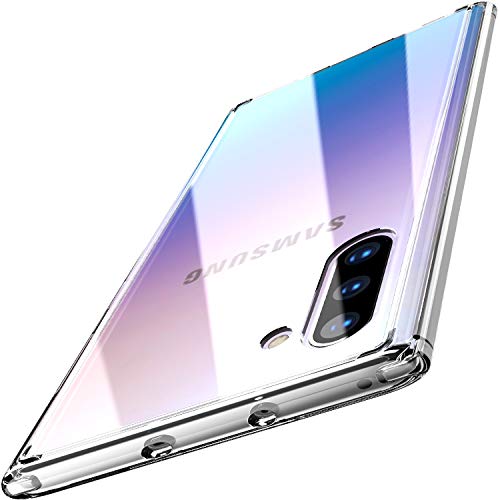 Product Cover TOZO for Samsung Galaxy Note 10 Case, PC + TPU Clear Hard Back Panel Hybrid Ultra-Thin [ Slim Fit ] Protect Cover Shock Absorption Back-Transparent Bumper for Samsung Galaxy Note 10 [Clear Edge]