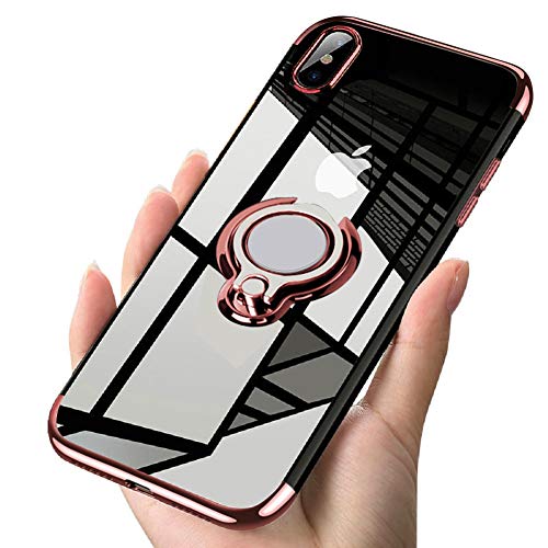 Product Cover ATUSIDUN Designed for iPhone Xs MAX Case Clear 6.5 Slim 360° Adjustable Ring Holder in Soft TPU Thin Anti-Scratch Shockproof Impact Protection for Magnetic Car Mount