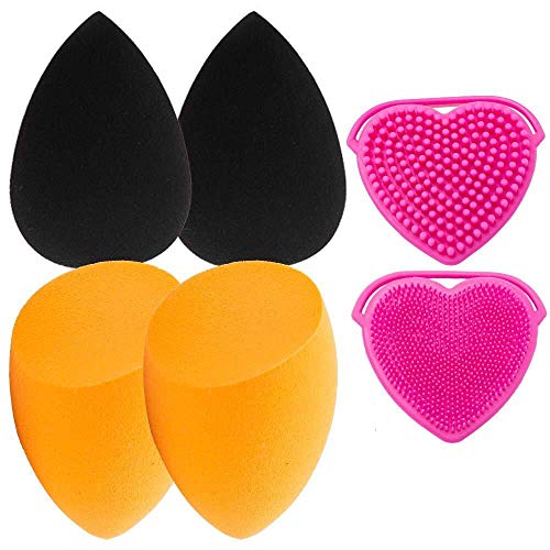 Product Cover 4+1Pcs Makeup Blenders with Cosmetic Sponges & Brushes Cleaner,Foundation Powder Blending Buds,Dry and Wet Used Beauty Muti-colored Blender,Soft Blending Sponge