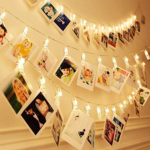Product Cover Dopheuor Photo Clip String Lights LED Battery Operated Starry Fairy Copper String Lights with Clips Warm White for Pictures Bedroom Wall Patio Halloween Thanksgiving Christmas Party Wedding Décor