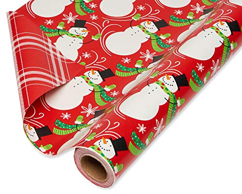 Product Cover American Greetings Christmas Wrapping Paper Reversible Jumbo Roll, Santa and Snowflakes (1 Pack, 175 sq. ft.)