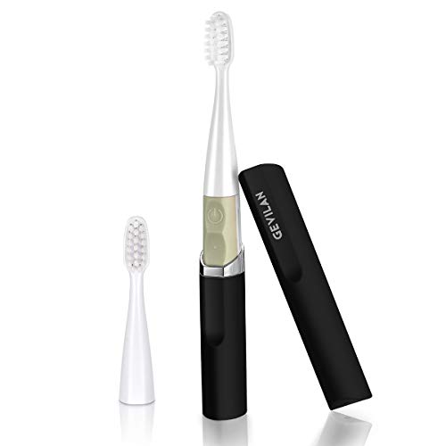 Product Cover Travel Electric Toothbrush with 2 Brush Head 2 Modes Waterproof Sonic Toothbrush by Battery Powered Portable Mini Design for Daily Oral Care Business Travelling and Holiday Use (Black)