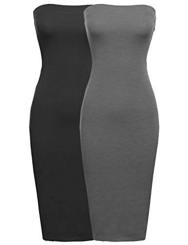 Product Cover Women's Sexy Comfortable Tube Top Body-Con Midi Dress in