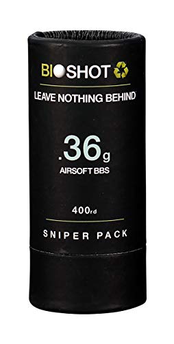 Product Cover BioShot Biodegradable Airsoft BBS -.36g Super Slick Seamless Sniper Weight Competition Match Grade for All 6mm Airsoft Guns and Accessories (400 Round Sniper Pack, White)
