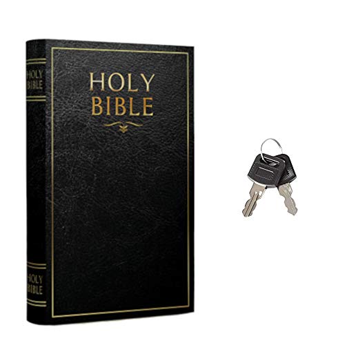 Product Cover Real Pages Portable Diversion Book Safe with Lock and Key - Hollowed Out Book with Hidden Secret Compartment for Jewelry, Money and Cash (Bible) (Large, Lock and Key)