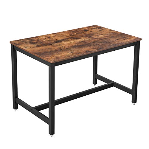 Product Cover VASAGLE ALINRU Dining Table for 4 People, Kitchen Table, 47.2 x 29.5 x 29.5 Inches, Heavy Duty Metal Frame, Industrial Style, for Living Room, Dining Room, Rustic Brown UKDT75X