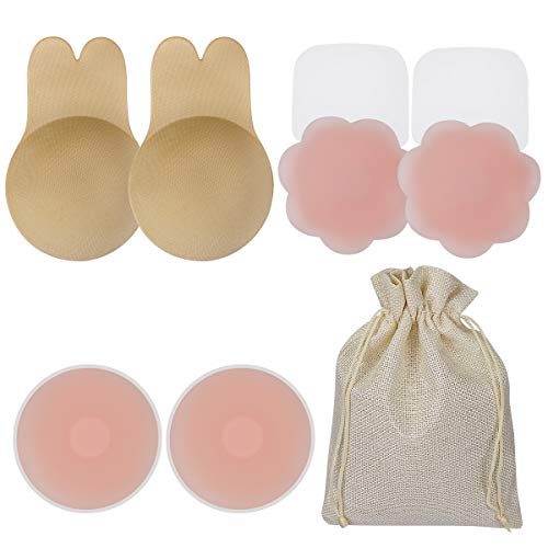 Product Cover Sticky Bra Push Up Strapless Bra Invisible Adhesive Bra Backless Bra with Nipple Covers 3 Pack Beige
