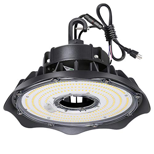 Product Cover Hykolity 100W UFO LED High Bay Light Fixture, 13000lm 1-10V Dimmable 5000K 5' Cable with US Plug DLC Complied [175W/250W MH/HPS Equiv.] Commercial Warehouse/Workshop/Wet Location Area Light