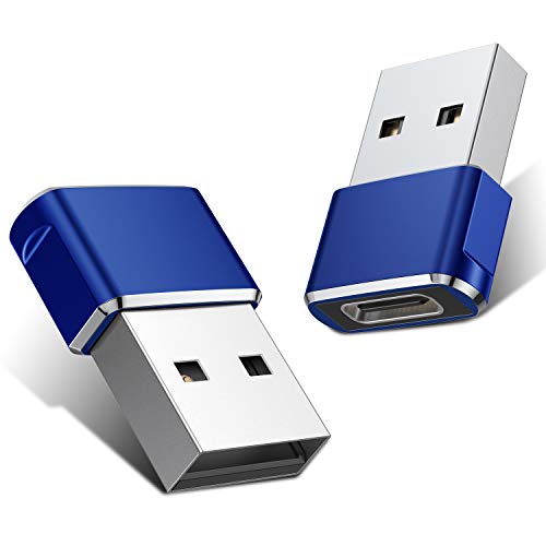 Product Cover USB C Female to USB Male Adapter (Upgraded Version) (2-Pack), Basesailor Type C to USB A Adapter, Compatible with Laptops, Power Banks, Chargers, and More Devices with Standard USB A Ports (Blue)