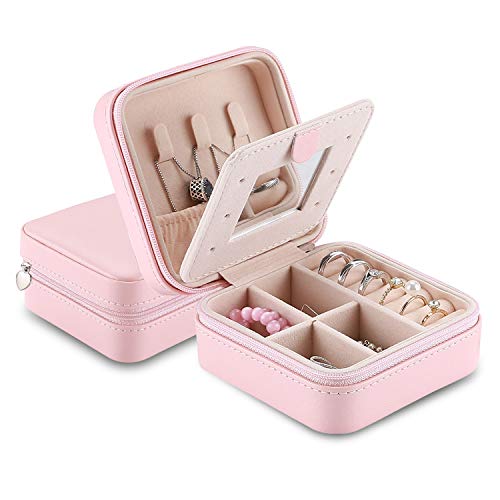Product Cover Procase Jewelry Box Girls Jewelry Organizer Mini Travel Case, Small Portable Jewelry Storage Case for Necklaces Bracelets Earrings Rings -Pink
