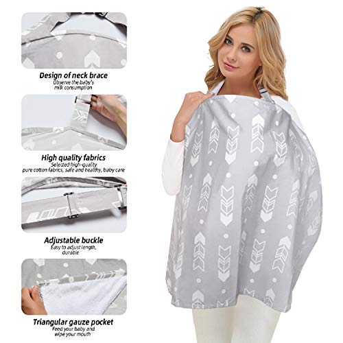 Product Cover Nursing Cover for Breastfeeding Babies, 360° Full Privacy Breastfeeding Protection,Multiuse Cotton Shopping Cart Cover, Infants Stroller Cover with Built-in Burp Cloth and Portable Pouch