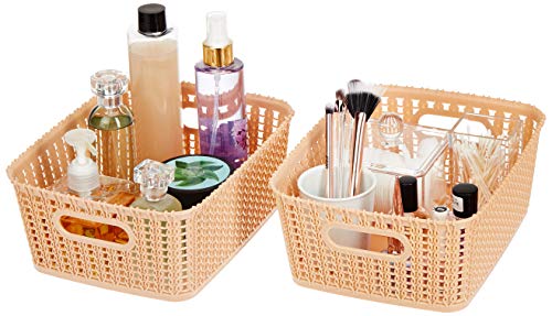 Product Cover Amazon Brand - Solimo Storage Basket, Set of 2, Medium, Beige