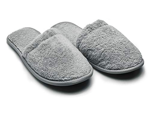 Product Cover Arus Women's Turkish Organic Terry Cotton Cloth Spa Slippers One Size Fits Gray with Black Sole