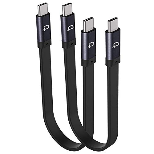 Product Cover USB C to USB C Cable (0.72ft), 3.1 Gen 2 10Gbps 100W 4K Video Data Transfer Charging Cable for Samsung Galaxy S8, S9, S10,T5 LaCie SSD, MacBook Pro, iPad Pro 2018, and More (2-Pack)