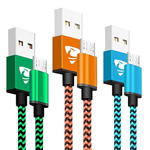 Product Cover Micro USB Cable Aioneus Fast Charging Cord 3FT 3Pack Android Charger Cord Nylon Braided Charger Charging Cable Compatible with Samsung Galaxy S7 S6 S5 J7 J5 J3, LG G4, Sony, HTC, Nokia, Motorola