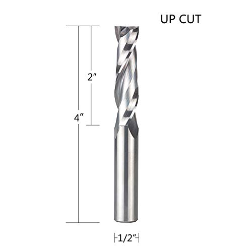 Product Cover SpeTool Upcut Spiral Router Bits Extra Long (4 inch) with 1/2 Inch Shank, 1/2 Cutting Diameter Solid Carbide CNC End Mill for Wood Mortises and Cutting Dadoes Carving