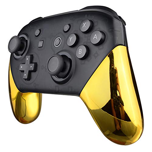 Product Cover eXtremeRate Chrome Gold Replacement Handle Grips for Nintendo Switch Pro Controller, Glossy DIY Hand Grip Shell for Nintendo Switch Pro - Controller NOT Included