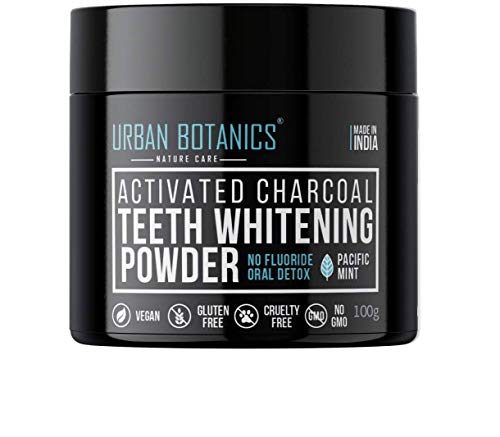 Product Cover UrbanBotanics® Activated Charcoal Teeth Whitening Powder - Enamel Safe Teeth Whitener - Suitable for Sensitive teeth - 100g (Mint Flavor)