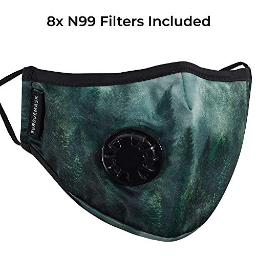 Product Cover Grove Mask Air Filter Dust Mask w/ 8 N99 Carbon Filters - Washable Anti Pollution Dust Mask - Reusable PM2.5 Face Mask for Pollen, Smoke, Dust, Germs and Allergy